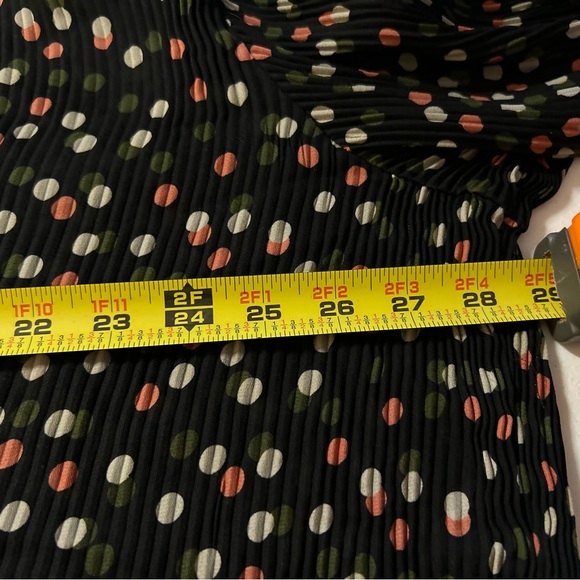 ASOS Womens Pleated Polka Dot 18/20W Blouse Black Sheer Bell Sleeve Flowy Top - Picture 4 of 13